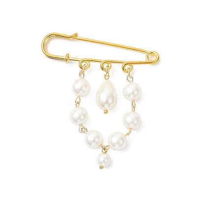 3Pcs 3 Styles Iron Glass Pearl Beads Kilt Pins Brooch JEWB-BR00188-1
