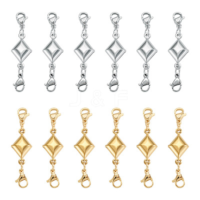 16Pcs 2 Style 304 Stainless Steel Lobster Claw Clasps PALLOY-TAC0264-1