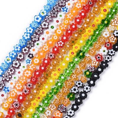 Handmade Millefiori Glass Bead Strands LAMP-J035-8mm-1