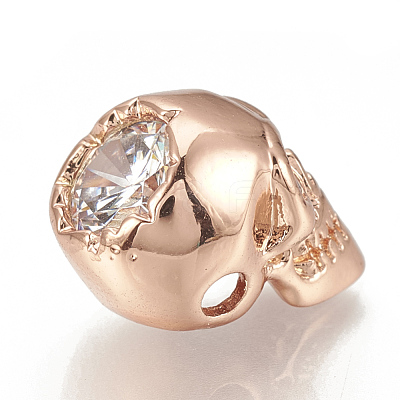 Brass Cubic Zirconia Beads ZIRC-Q015-112RG-1