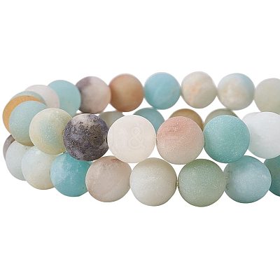 Frosted Natural Flower Amazonite Bead Strands G-PH0028-8mm-03-1