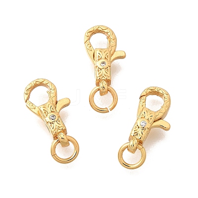 Brass Micro Pave Clear Cubic Zirconia Lobster Claw Clasps KK-G600-25G-03-1