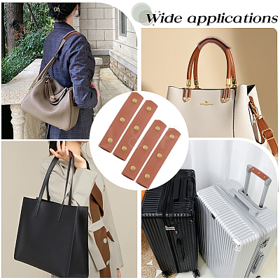 4Pcs Rectangle PU Leather Bag Handles Protective Sleeve FIND-GF0006-48A-1