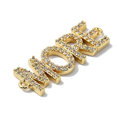 Rack Plating Brass Micro Pave Clear Cubic Zirconia Word MORE Links KK-M282-45G-1