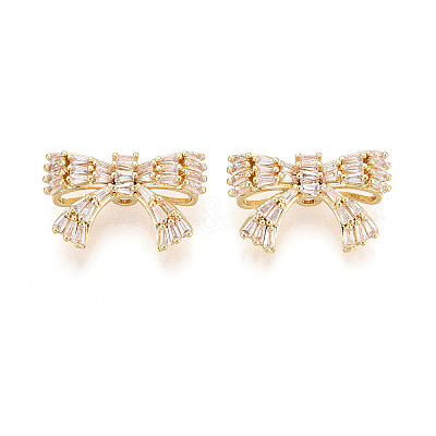 Brass Micro Pave Cubic Zirconia Beads KK-N276-11G-1
