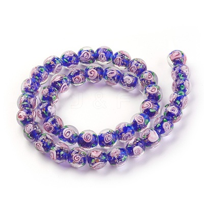 Handmade Gold Sand Lampwork Beads Strands LAMP-P051-D02-1