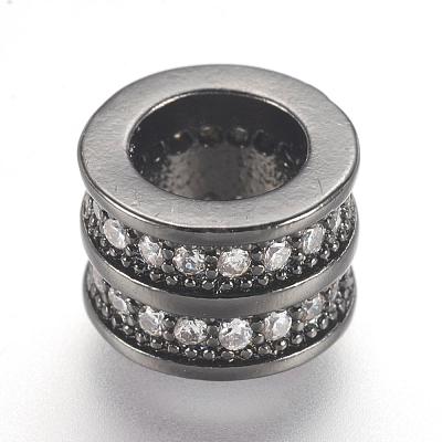 Brass Micro Pave Cubic Zirconia European Beads ZIRC-F062-11B-1
