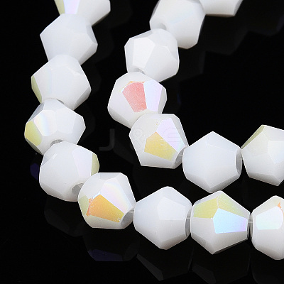 Opaque Solid Color Electroplate Glass Beads Strands EGLA-A039-P6mm-L15-1
