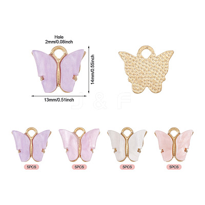 20Pcs 4 Colors Acrylic Charms MACR-TA0002-55B-1
