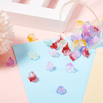80Pcs 8 Colors Transparent Spray Painted Glass Beads GLAA-BT0001-02-1
