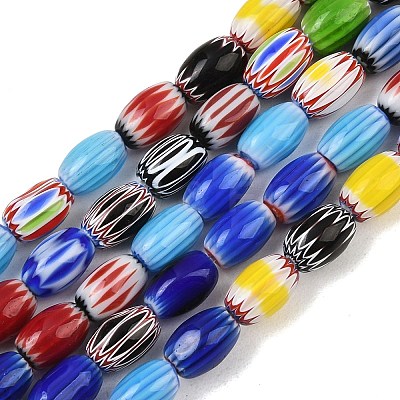 Handmade Millefiori Glass Oval Beads Strands LK-Z001-02A-07-1