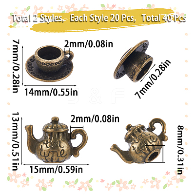 40Pcs 2 Styles Tibetan Style Alloy Pendants TIBE-SC0001-90-1