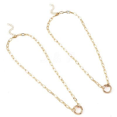 2Pcs Brass Paperclip Chains Necklaces NJEW-TAC0046-1