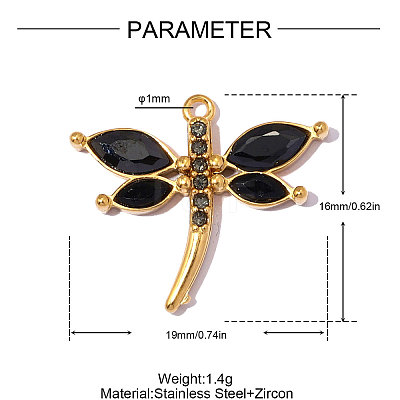 304 Stainless Steel Pave Cubic Zirconia Pendants STAS-OY014-52G-1
