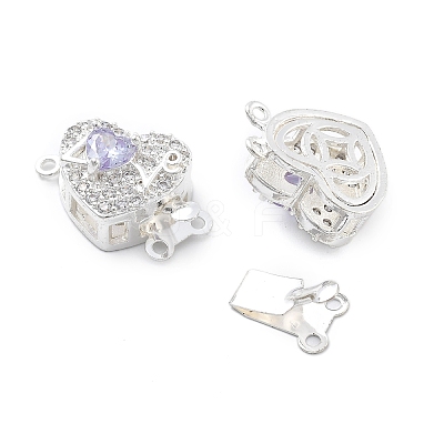 Brass Micro Pave Cubic Zirconia Box Clasps KK-B125-07S-02-1