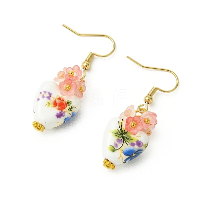 Handmade Porcelain & Acrylic Beads Dangle Earrings for Women EJEW-JE07329-01-1