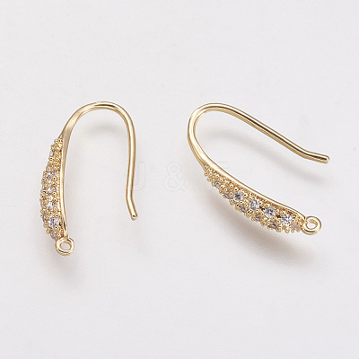 Brass Micro Pave Cubic Zirconia Earring Hooks X-KK-F731-05G-1