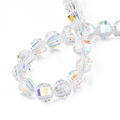 Electroplate Transparent Glass Beads Strands EGLA-N002-30-C01-1