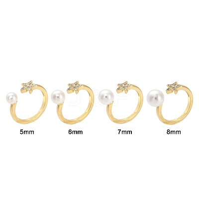 Star Brass Micro Pave Clear Cubic Zirconia Cuff Cup Peg Ring Settings KK-NH0007-10G-1