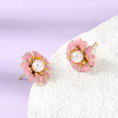 Brass Enamel Stud Earrings KK-CBA8324-27G-1
