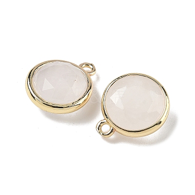 Natural Quartz Crystal Faceted Flat Round Charms G-U028-03G-05-1