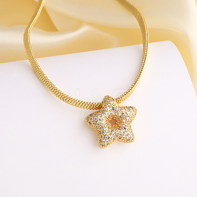 Brass Micro Pave Clear Cubic Zirconia Pendant Necklaces WG2FDF6-01-1