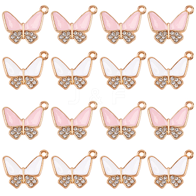 32Pcs 2 Colors Alloy Enamel Rhinestones Pendants ENAM-SC0005-54-1