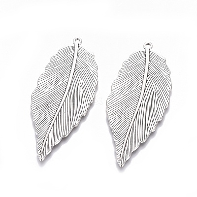 Tibetan Style Alloy Leaf Large Pendants TIBEP-S607-AS-LF-1
