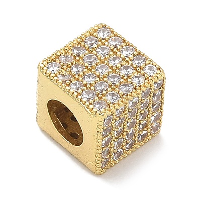 Rack Plating Brass Micro Pave Cubic Zirconia Beads KK-L224-036G-1