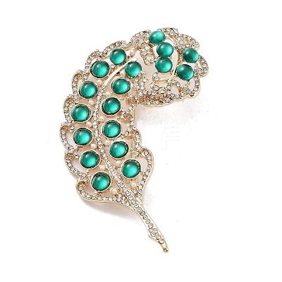 Leaf Alloy Pave Acrylic Rhinestone Brooch LS-JEWB-C029-17C-1