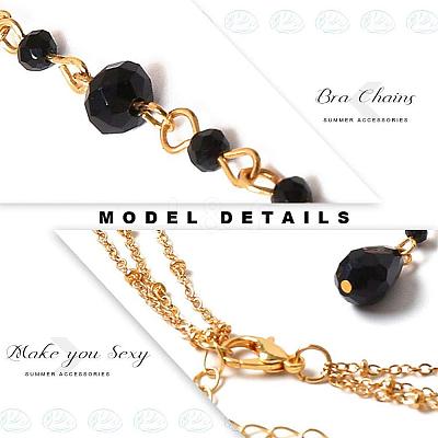 Iron & Black Glass Layered Body Chains for Women WGFBD6B-01-1