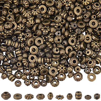 500Pcs 10 Styles Tibetan Style Spacer Beads FIND-BM0001-32-1