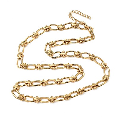 Ion Plating(IP) 304 Stainless Steel Oval Links Necklace for Women NJEW-B107-07G-03-1