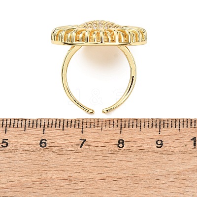 Brass Micro Pave Cubic Zirconia Cuff Open Rings RJEW-F204-04G-1