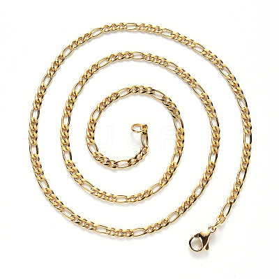PVD Vacuum Plating 304 Stainless Steel Figaro Chain Necklaces NJEW-S420-003C-G-1