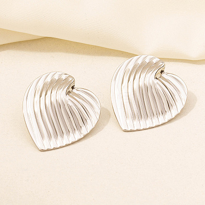 Stylish 304 Stainless Steel Heart Stud Earrings for Women IH1399-5-1