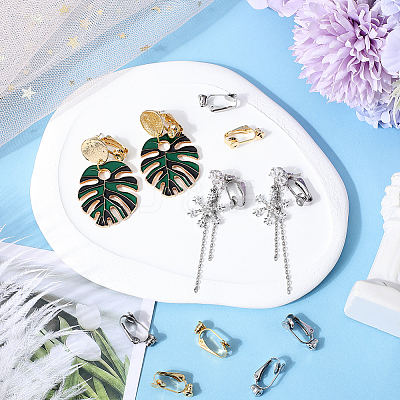 20Pcs 2 Styles 304 Stainless Steel Clip-on Earring Converters Findings STAS-SC0006-83-1