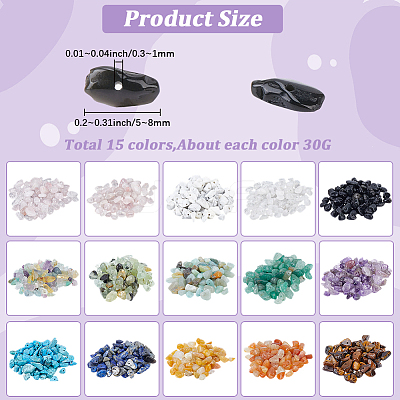 15 Styles Natural & Synthetic Mixed Gemstone Chips Beads G-PA0002-01-1