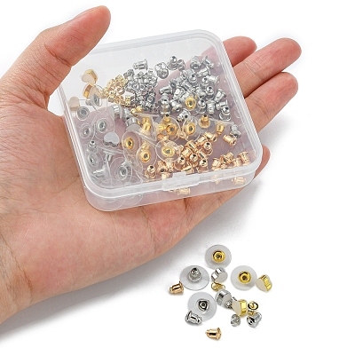 142Pcs 8 Style Brass & Silicone Earring Nuts KK-YW0001-43-1