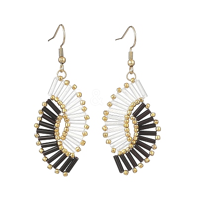 Glass Braided Beads Dangle Earrings EJEW-MZ00746-01-1