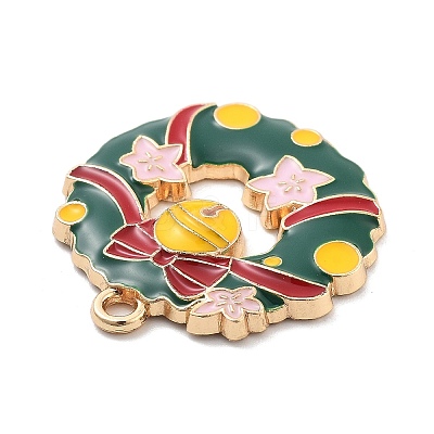 Christmas Theme Alloy Enamel Pendants X-ENAM-D060-04G-1