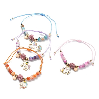 Alloy Enamel Unicorn Charm Bracelet BJEW-JB09599-1