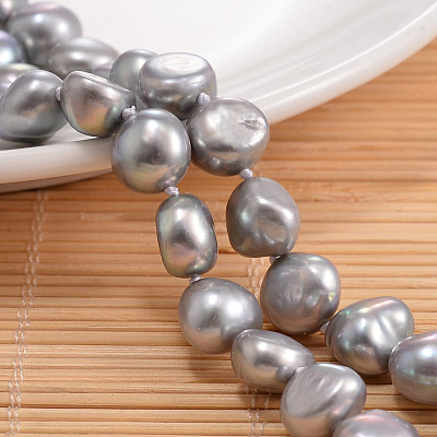 Natural Pearl Nuggets Beaded Necklace NJEW-P126-B-01D-01-1