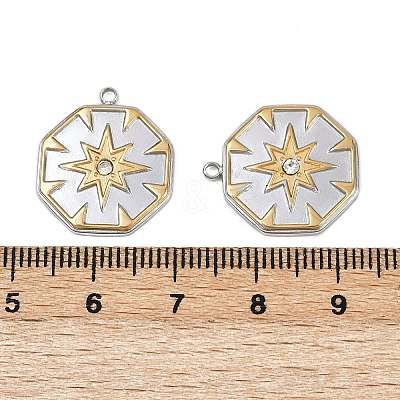 304 Stainless Steel Rhinestone Pendants STAS-L290-68GP-1