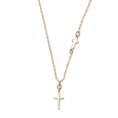 Cross 304 Stainless Steel Pendant Necklaces NJEW-JN05200-01-1