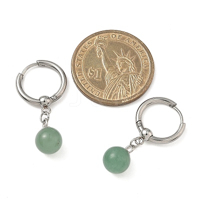 Natuarl Mixed Stone Round Hoop Earrings EJEW-JE06593-1