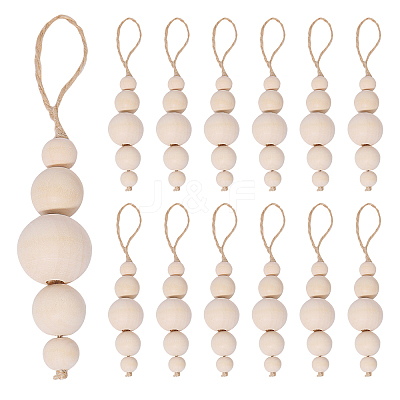 Wood Round Beads Pendant Decoration HJEW-CA00009-1