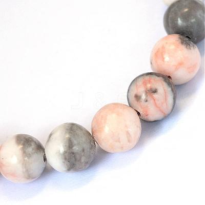 Natural Pink Zebra Jasper Round Beads Strands G-E334-6mm-11-1