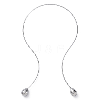 304 Stainless Steel Open Teardrop Choker Necklaces for Women NJEW-C068-01P-1