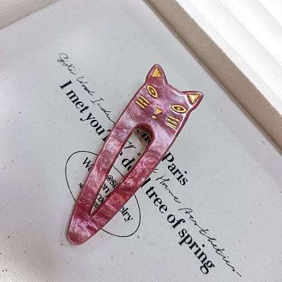 Cat Shape Cellulose Acetate(Resin) Alligator Hair Clips PW-WGA8C03-16-1